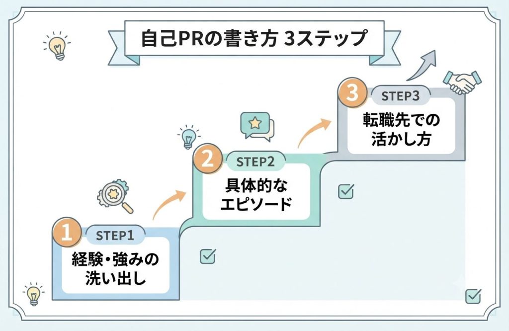 看護師の履歴書・自己PRの書き方【例文あり】転職で採用される書き方のコツ 2 自己PRの書き方 3ステップ