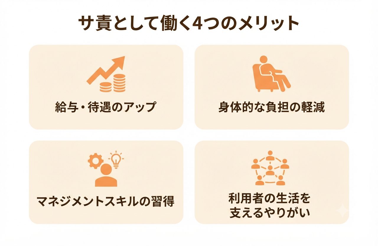介護職の「サ責(サービス提供責任者)」とは?仕事内容・資格・やりがいを解説 2 サービス提供責任者として働くメリット